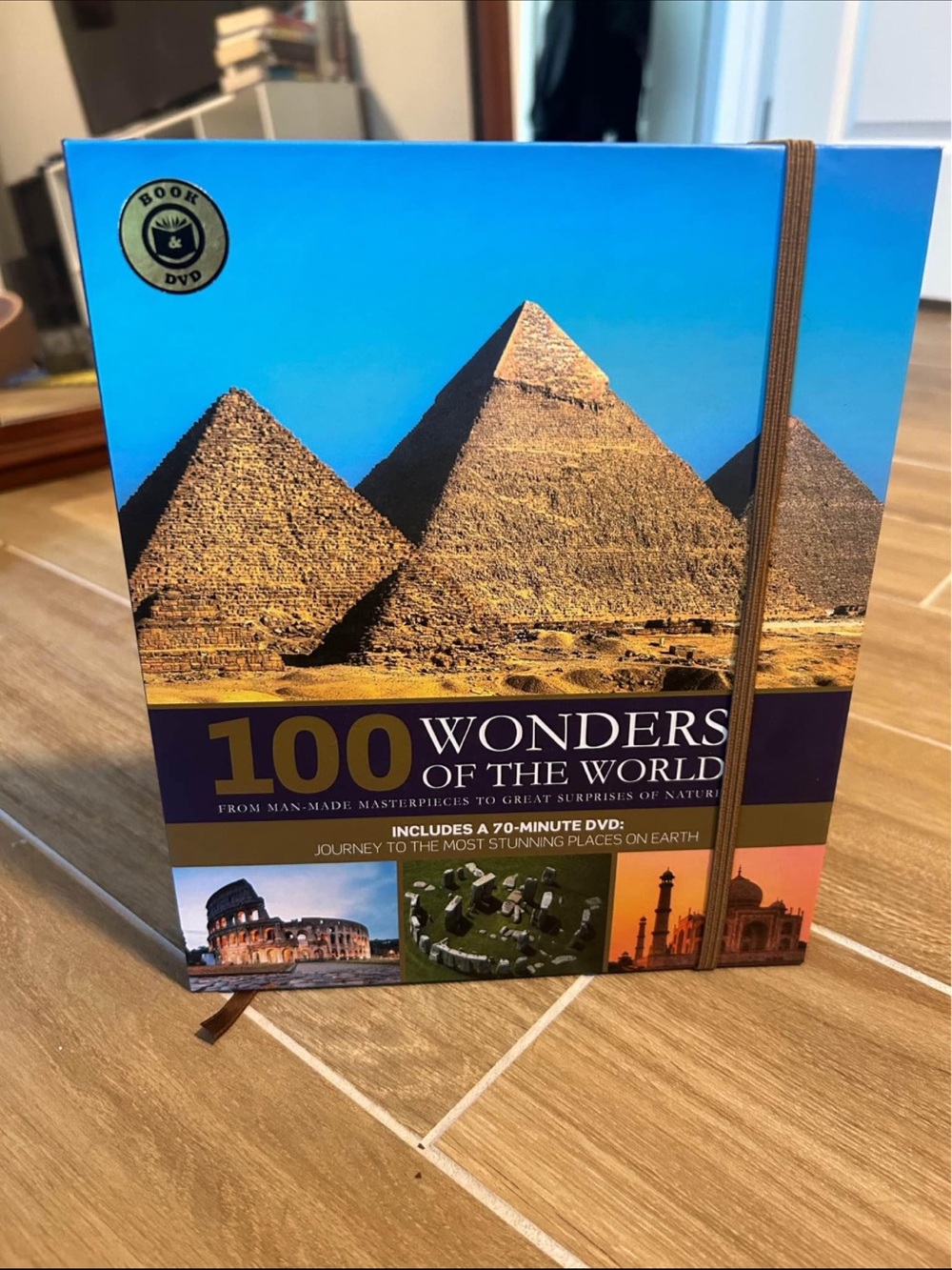 100 Wonders of the World Hardcover Book with DVD - Blue & Gold Pyramid Cover